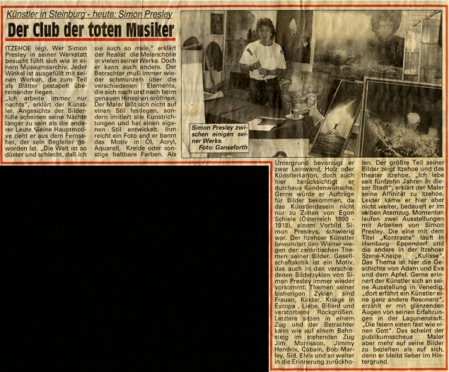 Simon Presley Kunstmaler zu Lebzeiten in Hamburg