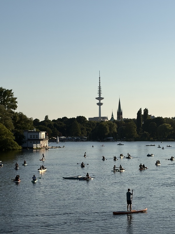 Fernsehturm Hamburg St. Pauli Blick über die Alster